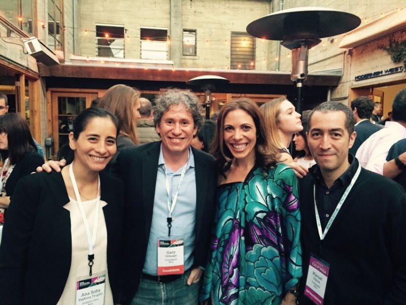 Ana Sofía Valdivia (Directora Ejecutiva de Endeavor Perú), Gary Urtega (co-fundador de CinePapaya), Linda Rottenberg (fundadora de Endeavor), Manuel Olguin (co-fundador de CinePapaya)